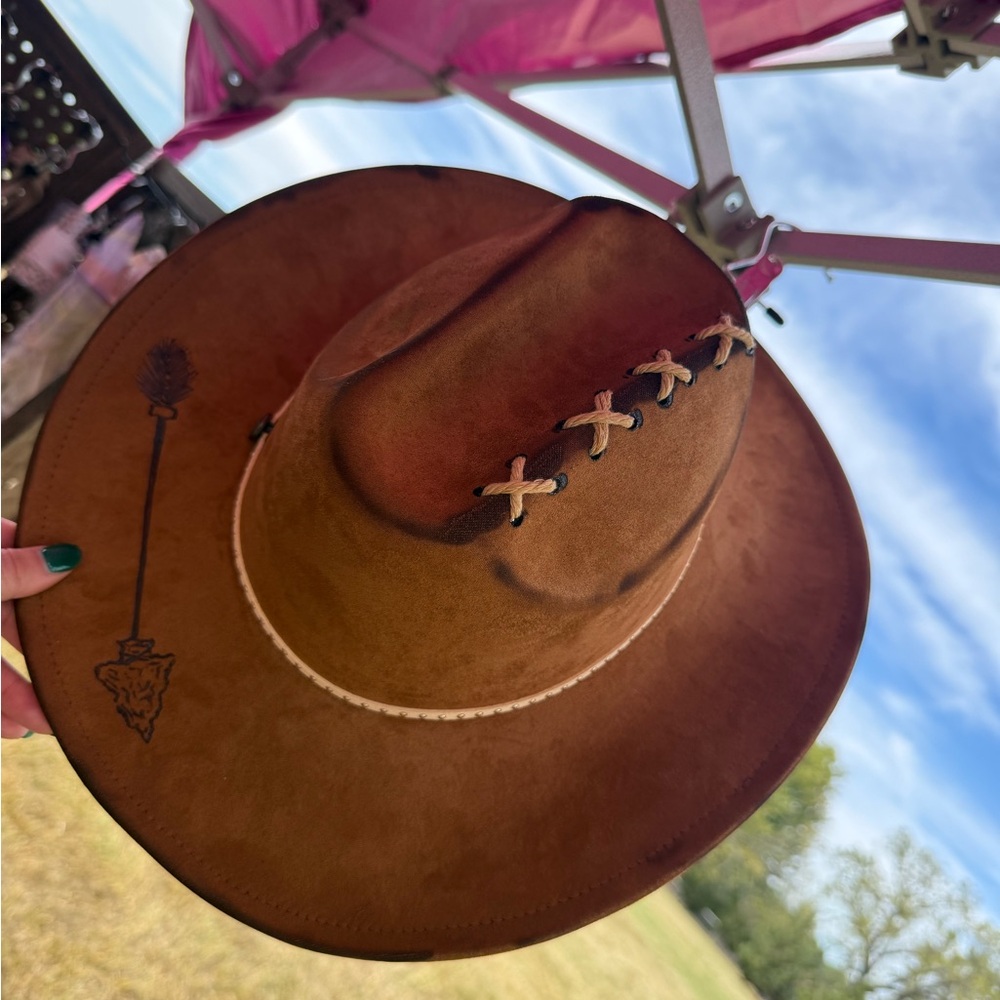 Brown Western burned arrow Hat